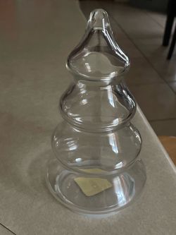 Glass Christmas Tree Candy Jar