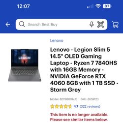 Lenovo Legion Slim 5 14.5 OLED Gaming Laptop