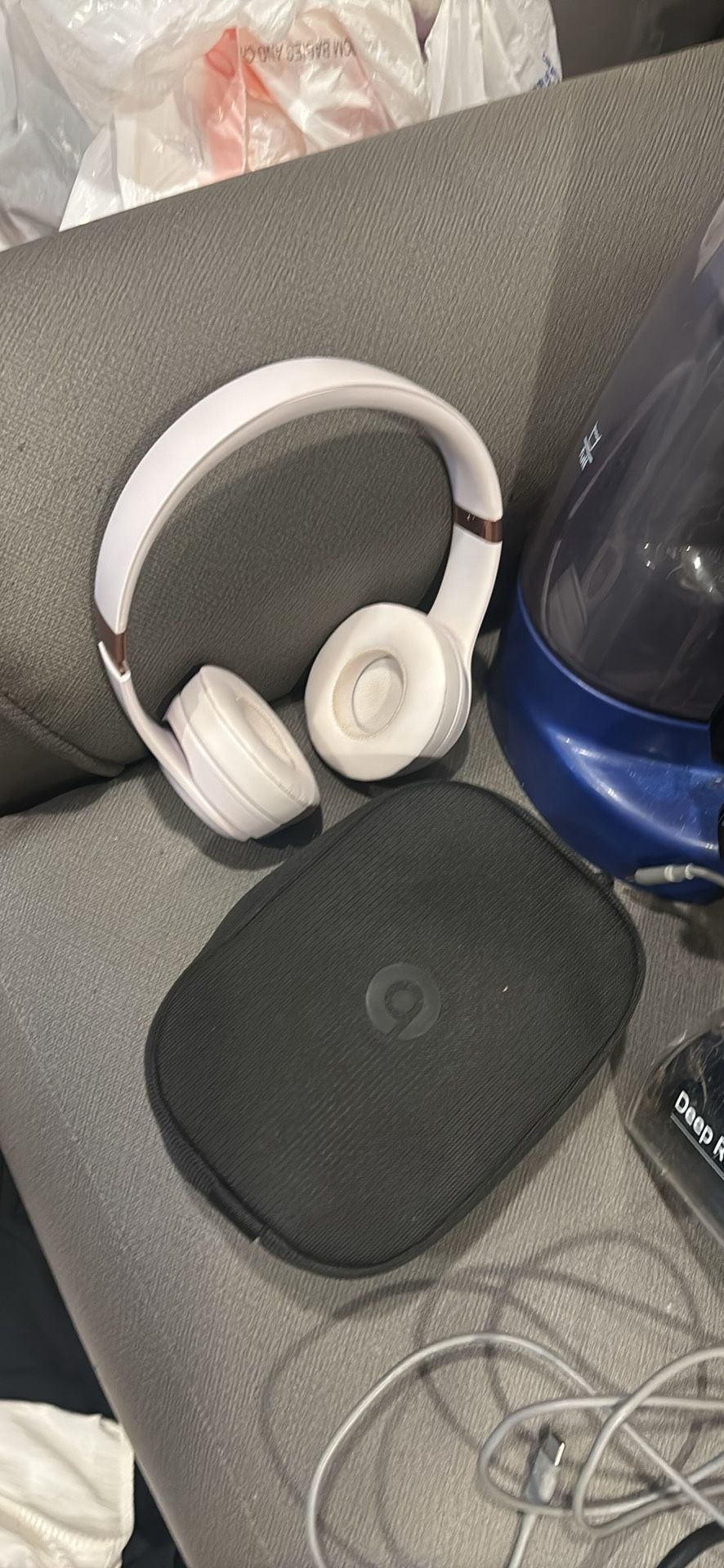 Clothes, Boots, Beats Solo. 3 Headphones With Case An Charger an Mini Carpet Cleaner