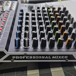 Complete Karaoke / DJ Audio Setup – 10-Channel Mixer + Dual Wireless Microphones