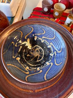 Vintage 1993 Signed Studio Art Pottery Plate / Shallow Bowl - 10.5"