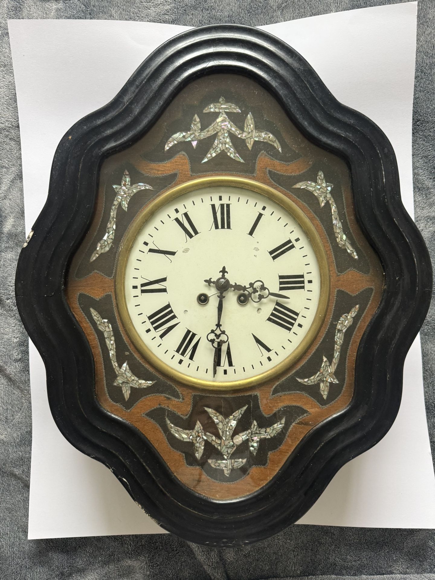 Antique Wall Clock 26" - Not Working - Pendulum & Key