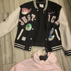 Teen Girls Justice WB Varsity Jacket And Hoodie