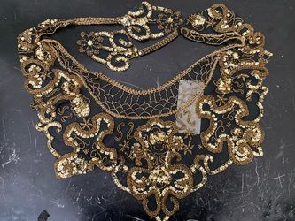 Vintage 1992 Moda International Beaded Lace Collar NWT Victoria's Secret Gold -Rare Dead Stock