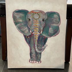 Hand-Painted Elephant Canvas