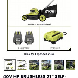 Ryobi 40V HP BRUSHLESS 21" SELF-PROPELLED MOWER