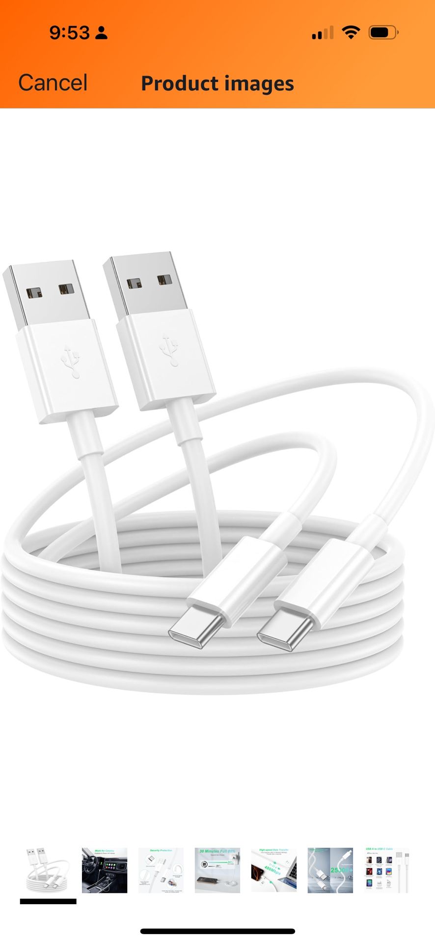 Car Carplay Cable for iPhone 15/16 Charger Cord,USB A to USB C Fast Charging Cable 3FT 2Pack Compatible for Apple 16 Pro Max/15 Plus/for IPad Pro 12.9