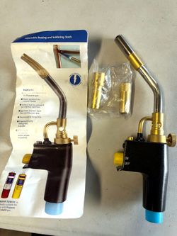 MAPP Propane Torch Head Trigger Start Brazing Soldering Torch 3 Brass Tips