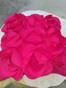 Hot Pink 3D Floral Throw Pillow