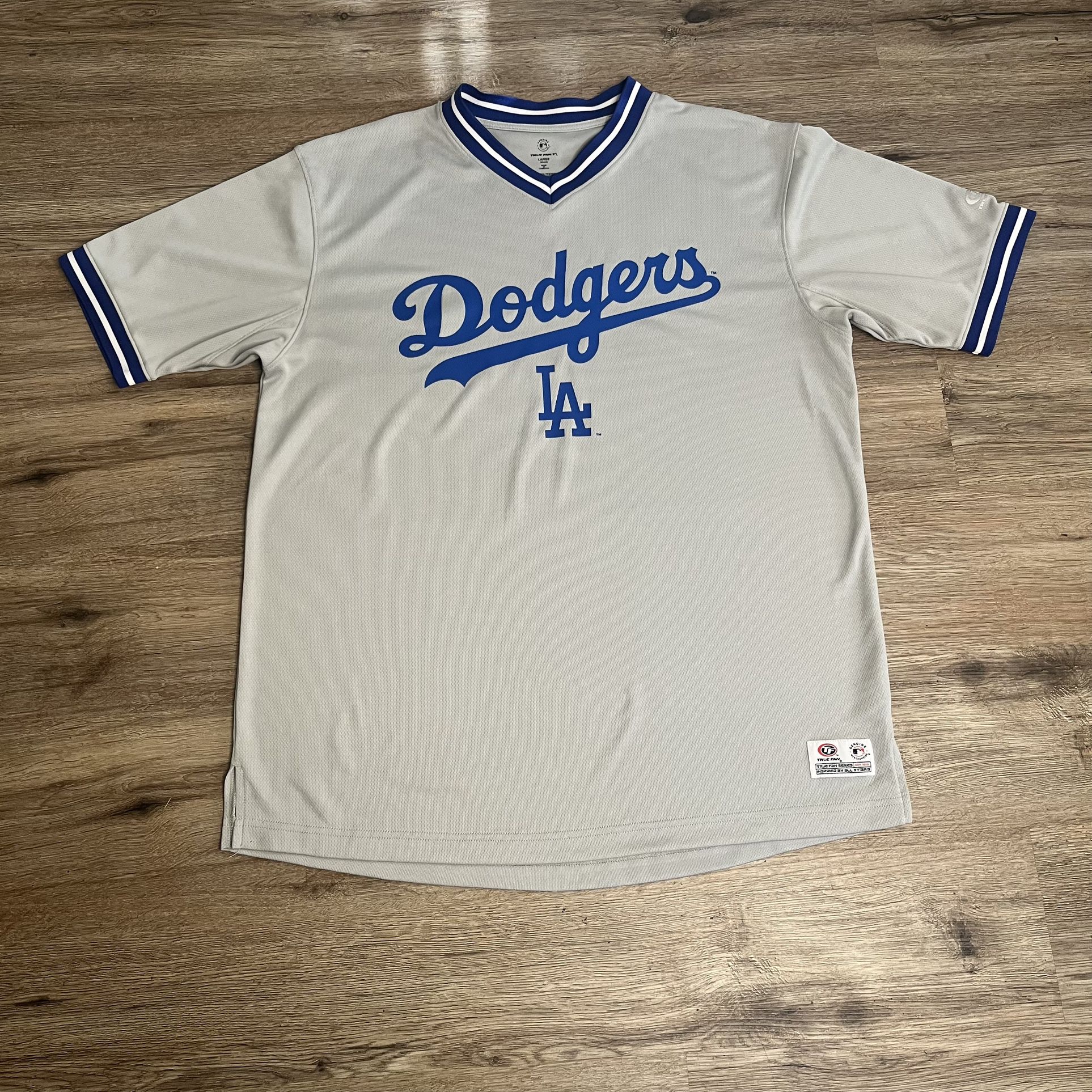 Dodgers Jersey V-neck MLB Baseball Mens Size Large Gray/Blue 100% Polyester  for Sale in Chino, CA - OfferUp