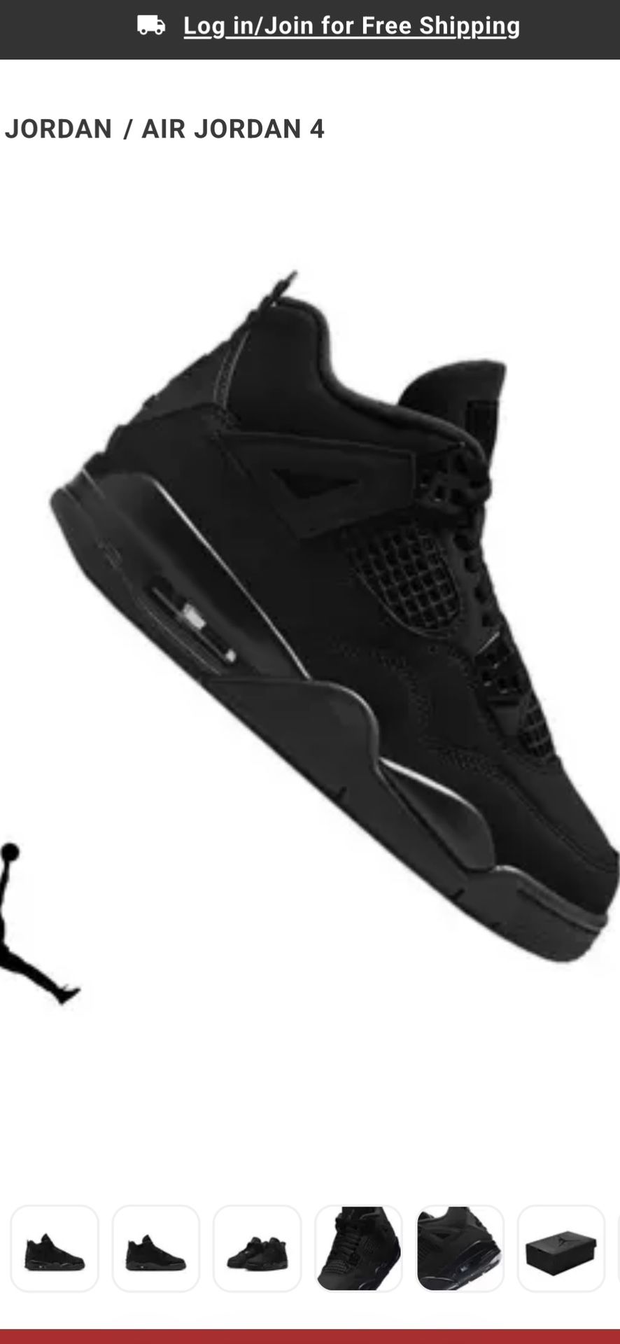 Jordan 4 Black Cats Size 4