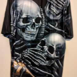 2 Sided Skull Collage Polyester Dri-Fit T-shirt (XL) 