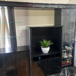 Beautiful Black Entertainment Center With TV Stand 