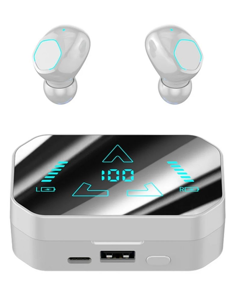 FNYOXU Wireless earbuds Headset Bluetooth headphones wireless earbuds, with 95hr running time sports earbuds digital display charging case, IPX4