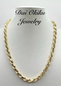 Gold Vermeil Rope Chain Necklace 8mm 22in