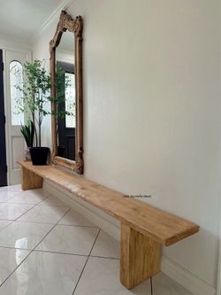Earthy Minimalist Home Extra Long Chunky Leg Behind the Couch Bench/Dining Bench/Foyer Bench