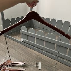 10 Wooden Hangers with Adjustable Metal Clips 