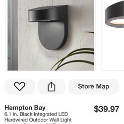 Hampton Bay 6.1 in. Black Integrated LED Hardwired Outdoor Wall Light Lantern Sconce with Frosted Glass