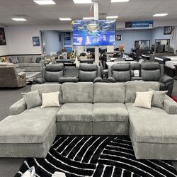 Gray Sofa Sectional w/ Double Chaise 