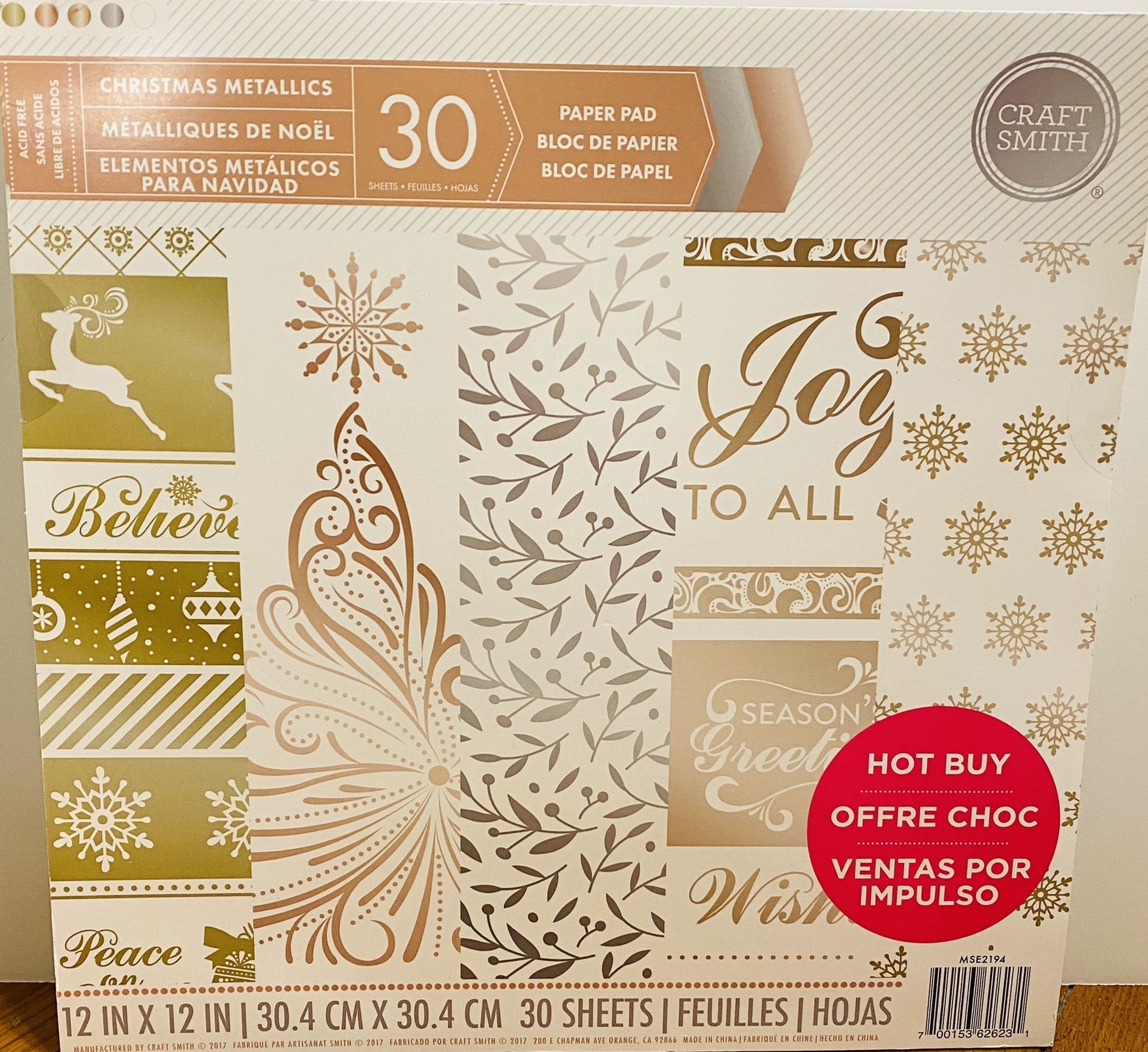 Craft Smith Christmas Metallic Scrapbook Paper