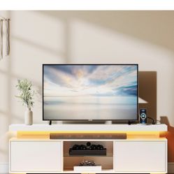 Entertainment Center with Storage, Modern LED TV Stand w/Power Outlets, TV Console Media Cabinet