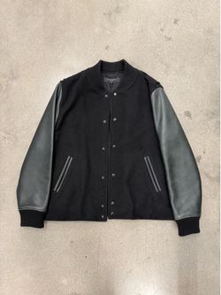 Rag & Bone, Black Leather Wool Jacket, Size Medium