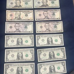 $1, $5, $10, $20 bills (Start Note)