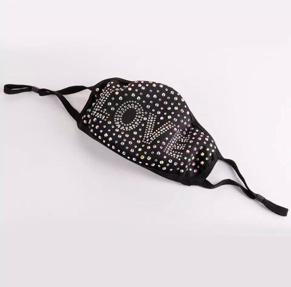 Love Inscribed Luxury Rhinestone  Fashionable, Washable, Protective Face Masks 