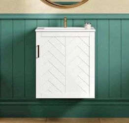 New in Box 20-inch Wall Mounted Bathroom Vanity Cabinet with Sink Assembly Required
