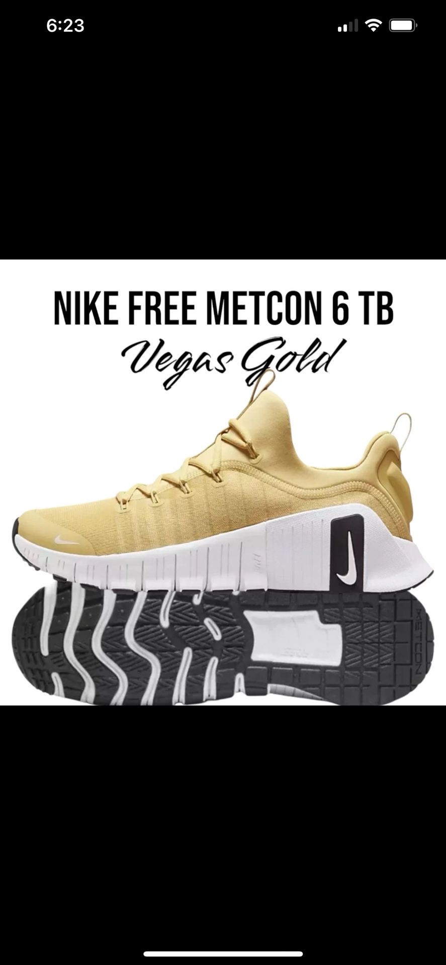 Nike Free Metcon TB Vegas Gold White Black Men's Shoe Size 10