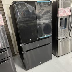 New Bespoke Fridge Matte Black Glass Family Hub 4 Door 