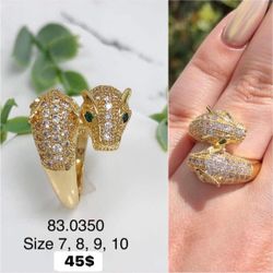 Panther Ring 18K Gold Plating  And Zirconia Stones / Size 9 