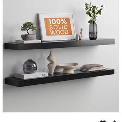 Homeforia 36 Inch Floating Shelves, High-End Solid Pine Wood, Set of 2 