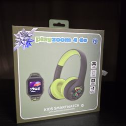 PlayZoom 4 Kids Smartwatch & Headphones - Video Camera Selfies STEM Learning Educational Fun Games, MP3 Music Player Audio Books Touch Screen Sports D