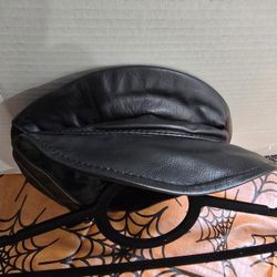 Leather Black Driving Cap Adjustable