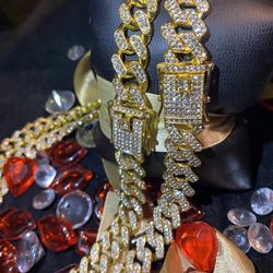 Golden Two Pieces 20 Inch Lab Ice king and queen set two piece