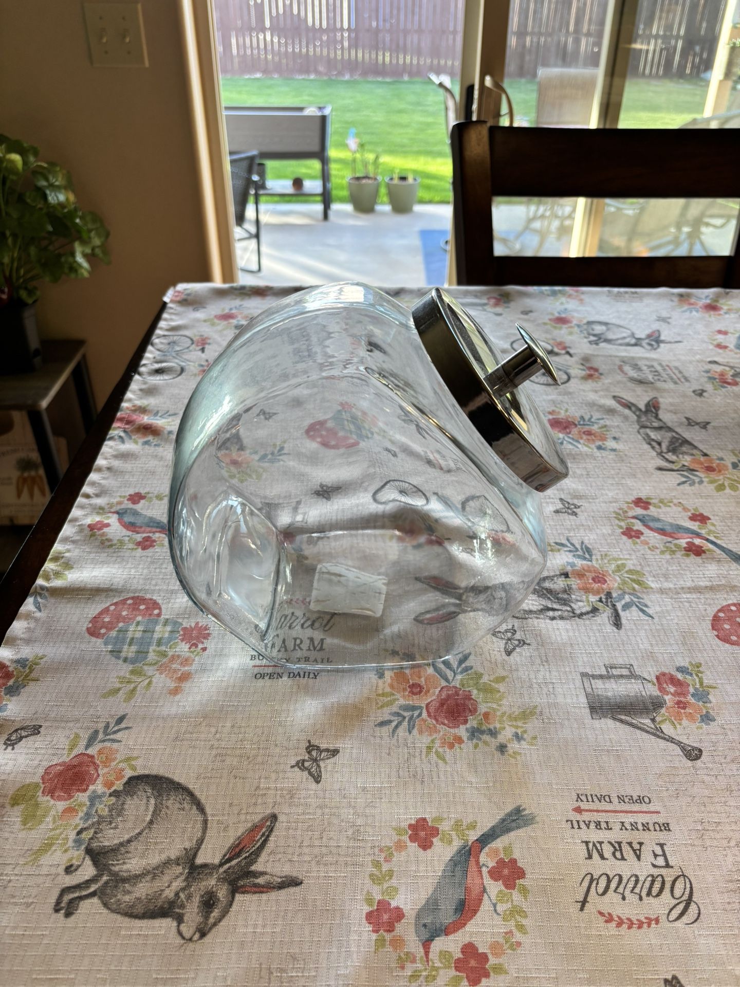 Vintage Medium 8" Clear Glass Tilt Candy / Cookie Jar