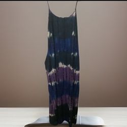 Unbranded Blk, Wht, Lght Prpl, Blu & Blk Tie Dye Maxi Dress Sz Medium