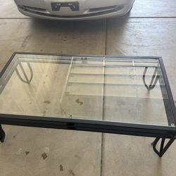 Black Metal/Glass Top Coffee Table