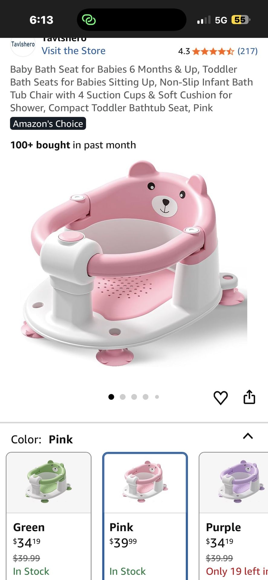 Baby Bath Seat for Babies 6 Months & Up, Toddler Bath Seats for Babies Sitting Up, Non-Slip Infant Bath Tub Chair with 4 Suction Cups & Soft Cushion f