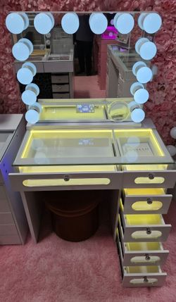 New Contemporary Vanity Desk and Vanity Mirror W/ Built-in Bluetooth speakers From $1299 TODAY OFFER UP SPECIAL $999!