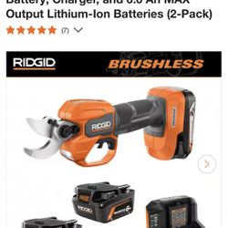 18V Brushless Pruner Kit with 2.0 Ah Battery, Charger, and 6.0 Ah MAX Output Lithium-Ion Batteries (2-Pack)