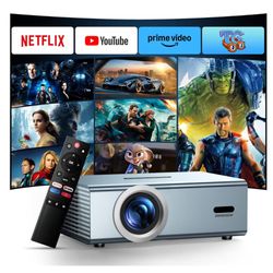 ☆ Compatible with Netflix Movie Projector with WiFi6 and Bluetooth5.3, Built-in App Store, Dolby Audio & Electric Focus & Auto Keystone, 4K Support Hi