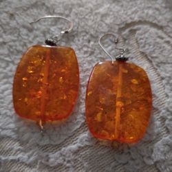 Sparking  Balic Amber Dangle Earrings "Rare Find".  Low Price 