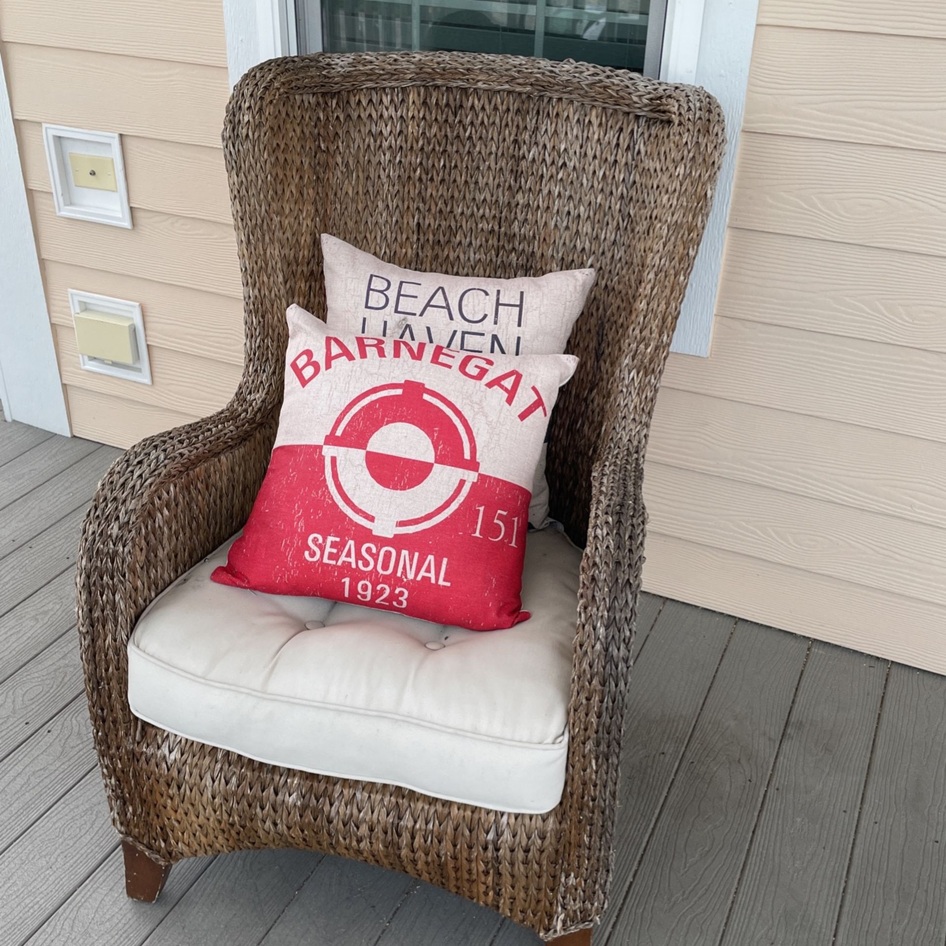 Rattan Wingback Porch Chairs With Ottomans