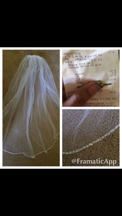 Wedding beaded veil white