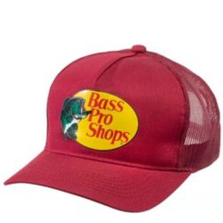 Bass Pro Shops Hat Outdoor Fishing Baseball Trucker Mesh Cap Adjustable SnapBack..Color (Cardinal)