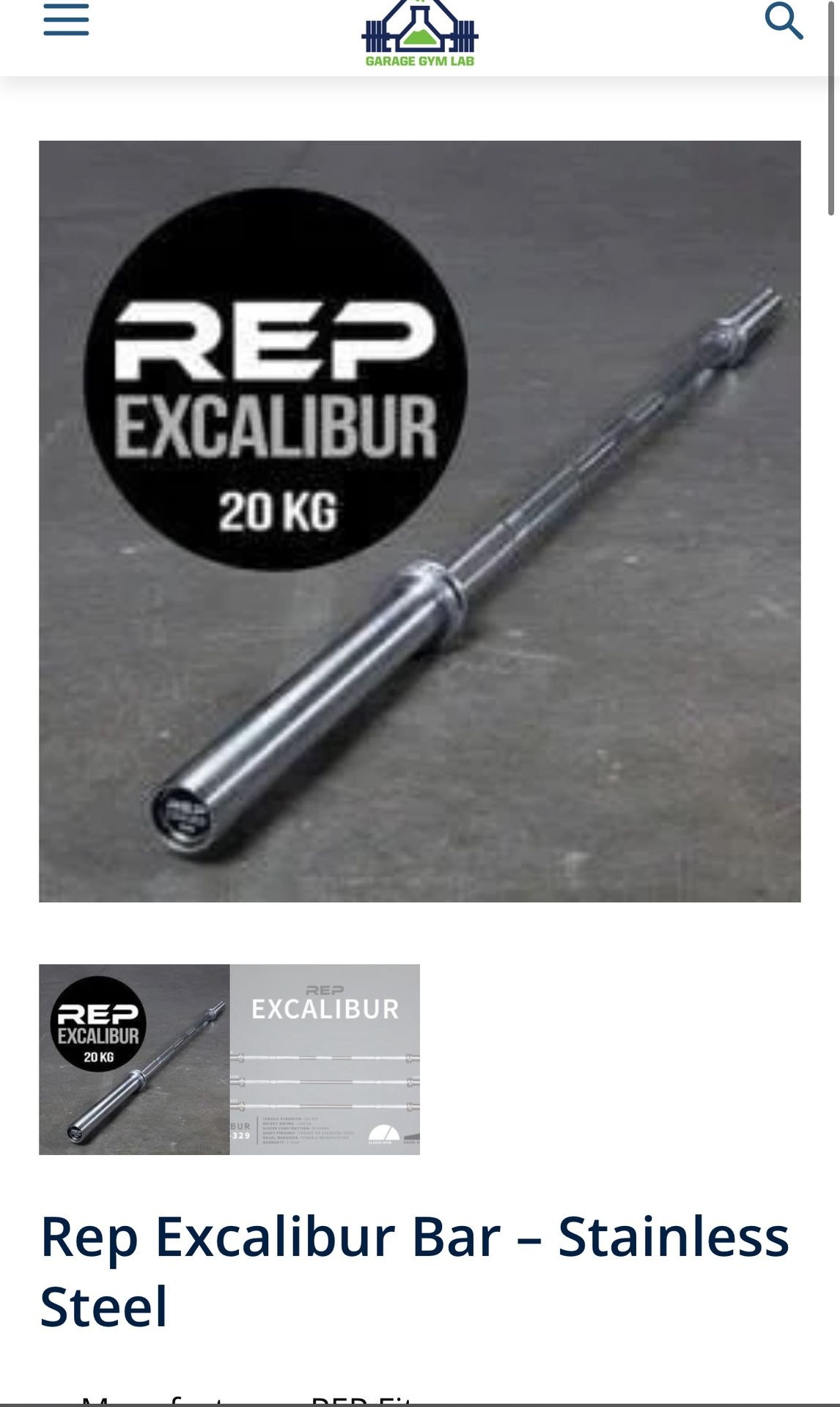 RepFitness Excalibur Barbell 45lbs 7ft