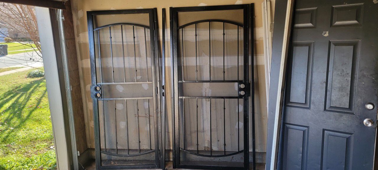 Two Black Steel Security Doors