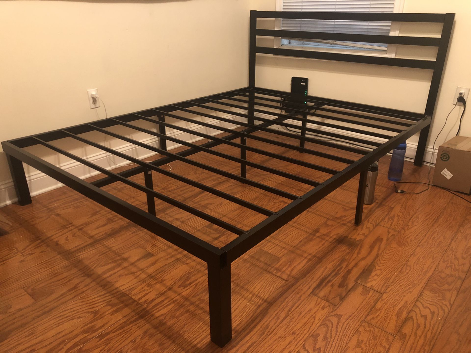 Queen Sized Black Metal Bed Frame